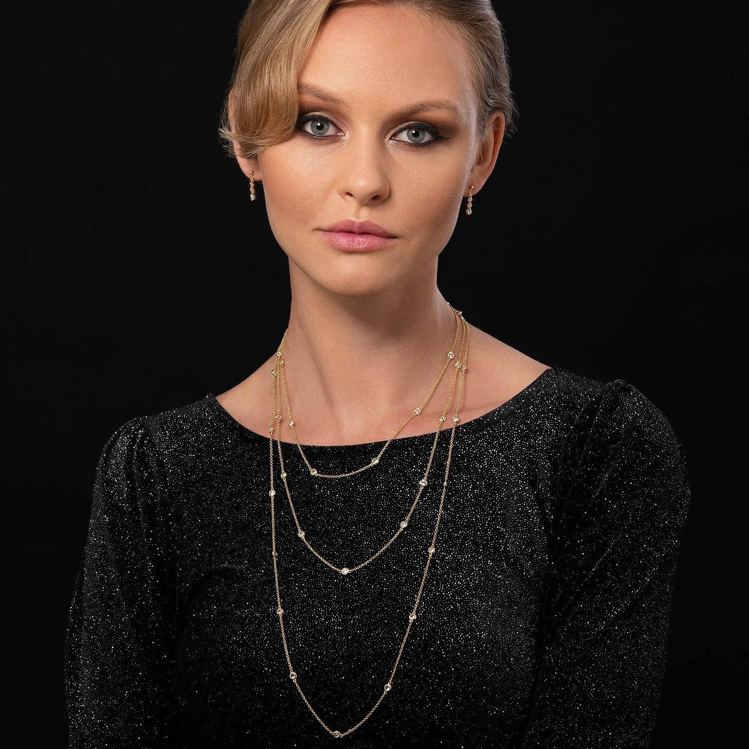 Detalle de namana Collana Lunga Donna con zirconi, argento/oro/oro rosa e confezione regalo
