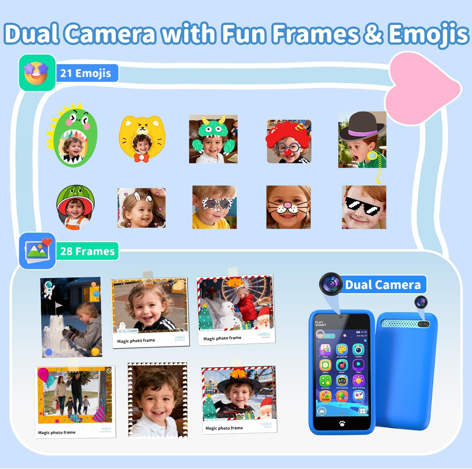 Thumbnail 3 de MOMILLA Kids Smart Phone with 3.97” Screen, Dual Camera Stickers & 16 GB Storage (Age 3–10)