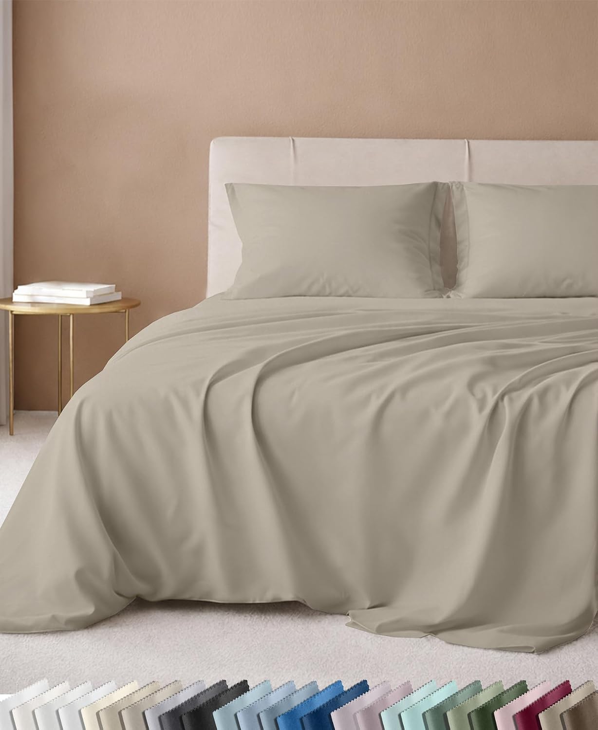 Detalle de California Design Den 600 Thread Count King Cotton Sateen Sheet Set, Soft Linen