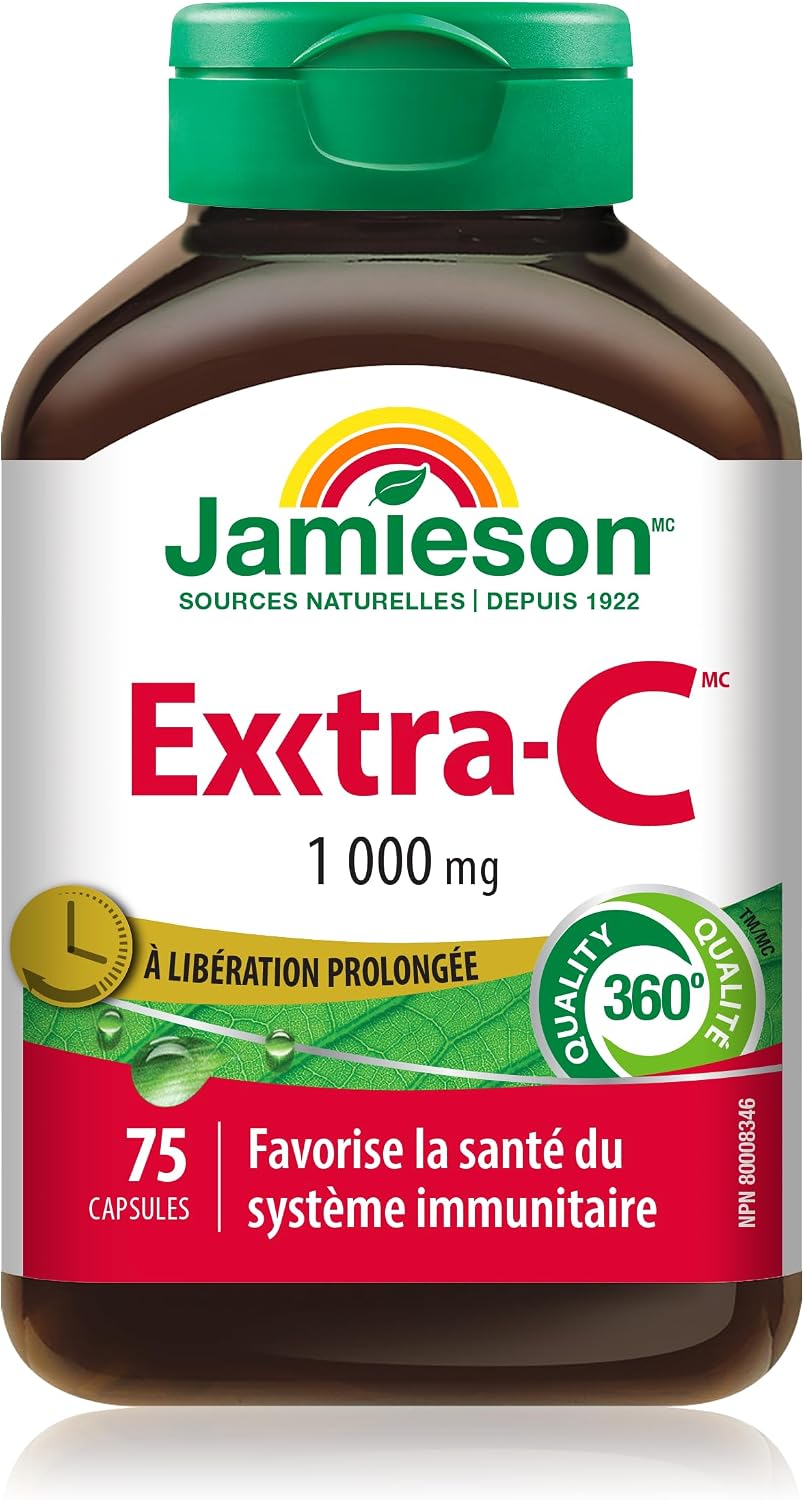 Detalle de Jamieson 64642051707 Vitamin C Capsules, Timed Release, 1,000 mg, 75 Count