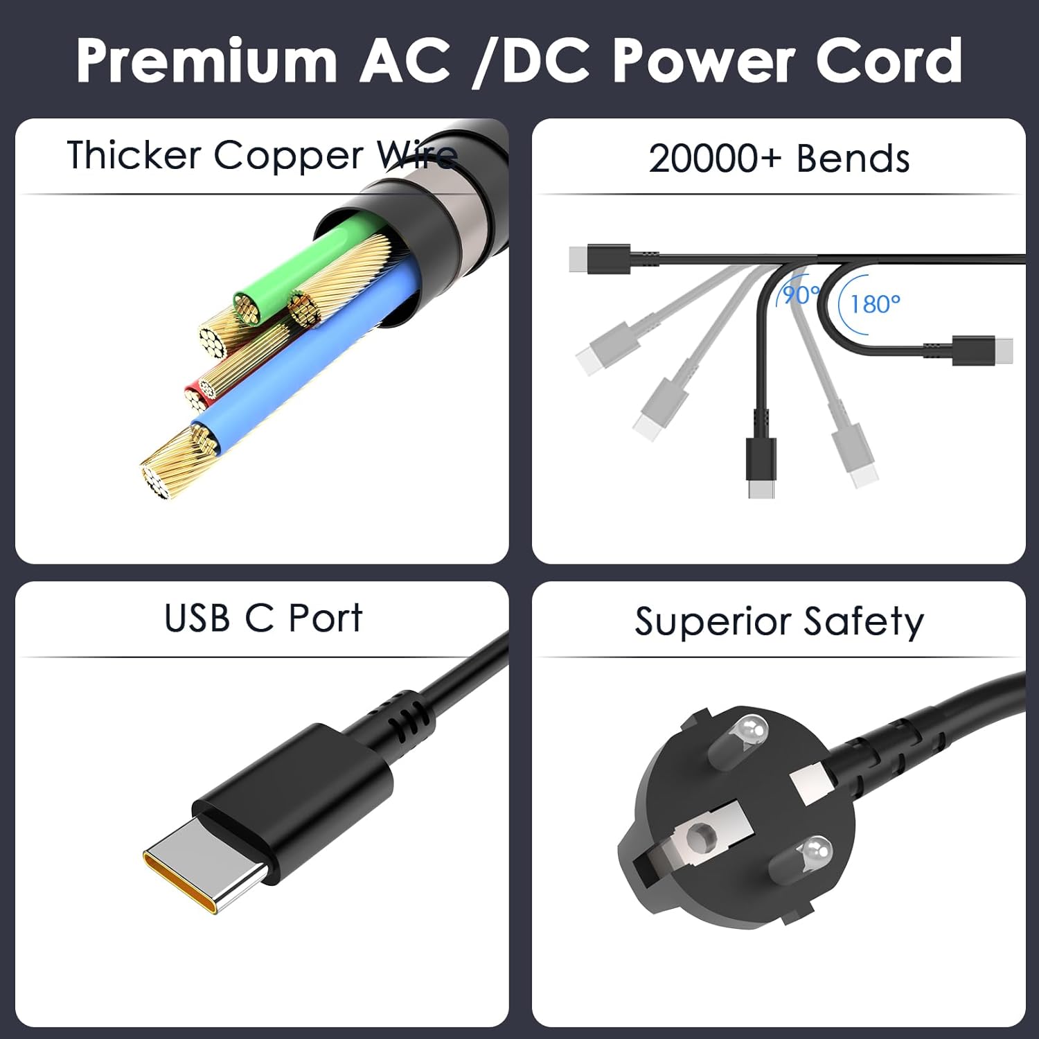 Detalle de 65W USB‑C Laptop Netzteil für Lenovo ThinkPad – Kompakt, sicher und universell einsetzbar