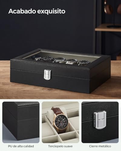 Thumbnail 2 de SONGMICS Caja de Relojes con 12 Compartimentos y Tapa de Cristal