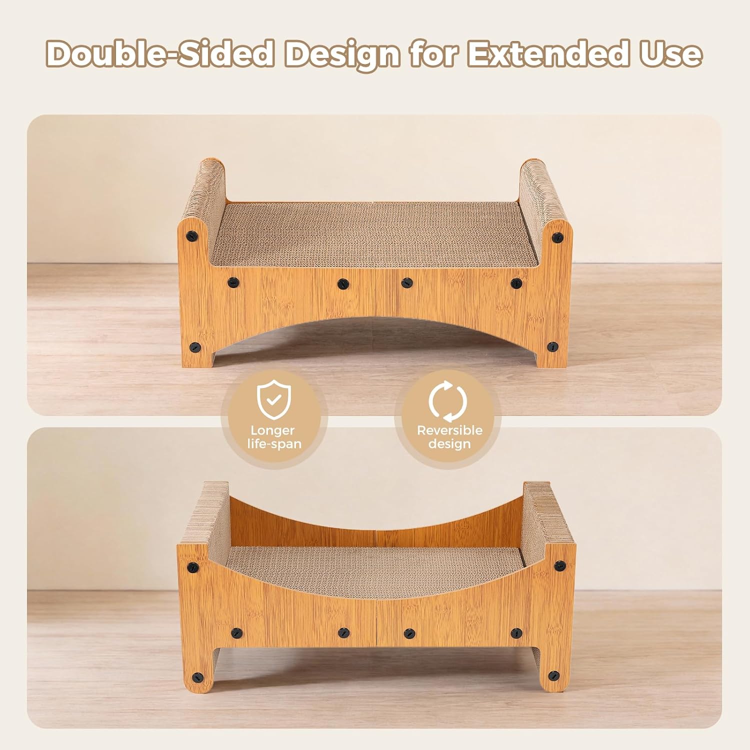 Detalle 2 de Avont Cat Scratcher Cardboard Lounge: 3-in-1 Reversible Bed for Indoor Cats