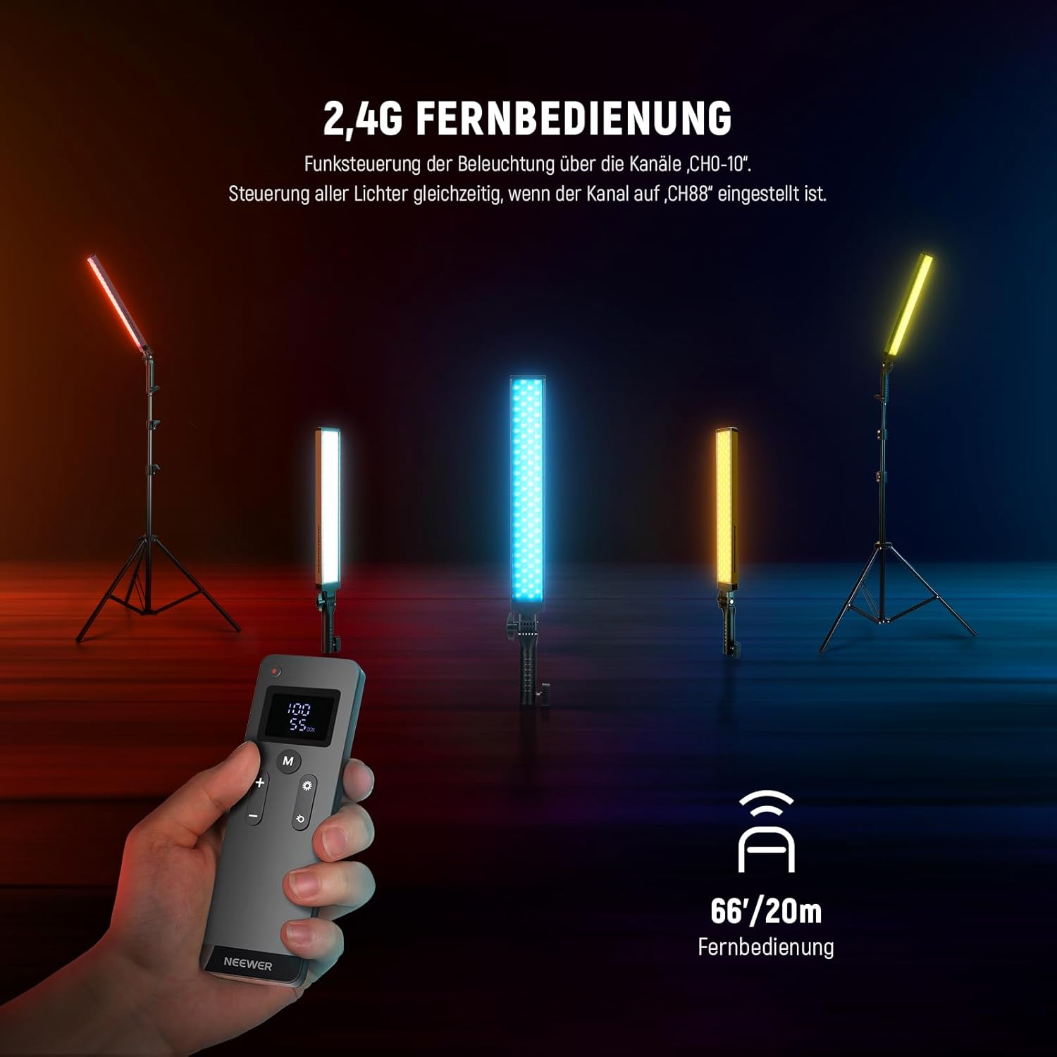 Thumbnail 5 de NEEWER 2,4G bicolor LED Videoleuchte Lichtstab-Set BH20B ULTRA (3200K–5600K, CRI97+)