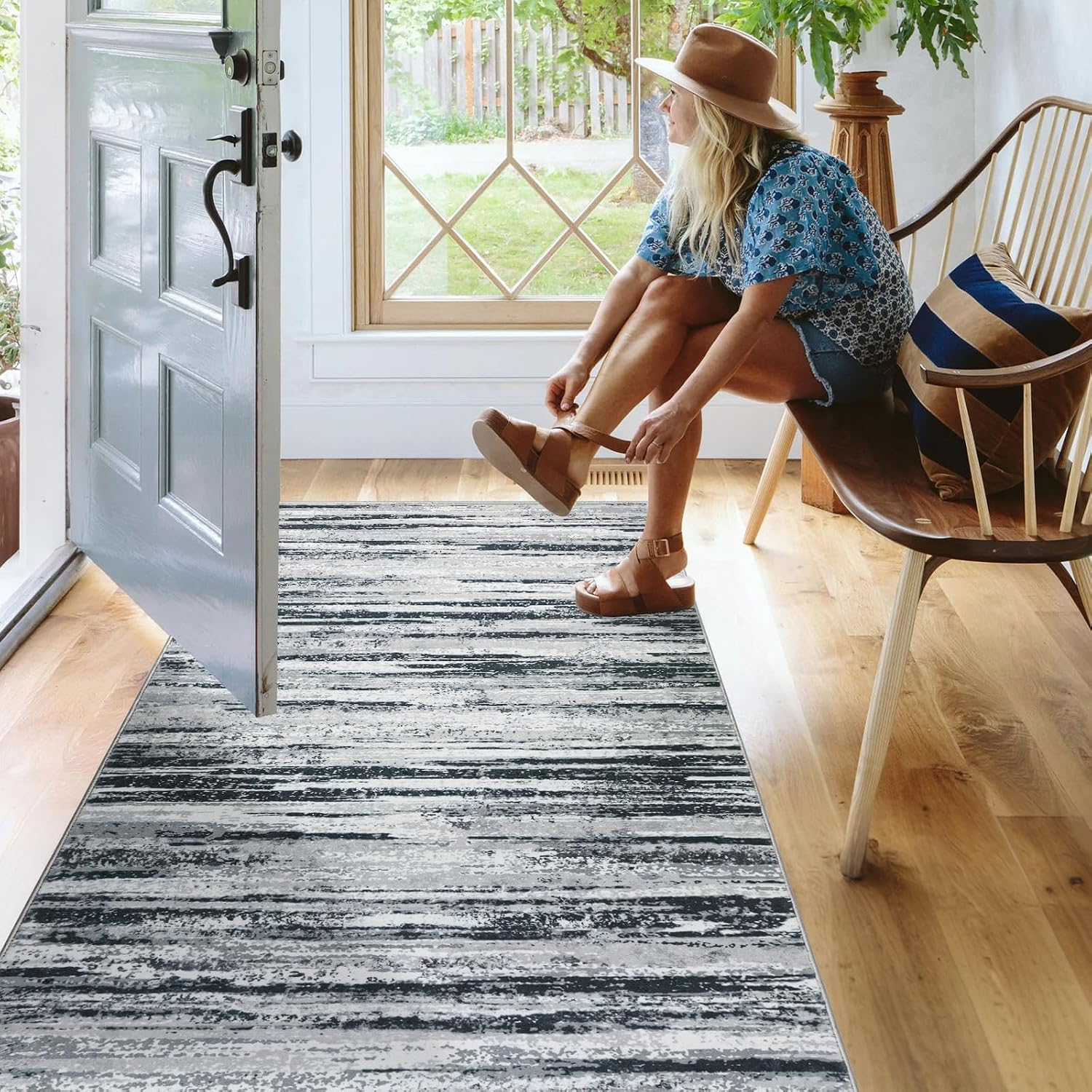 Detalle 1 de VSIWB Y0603 tapijtloper 80 x 200 cm, laagpolig, wasbaar en antislip