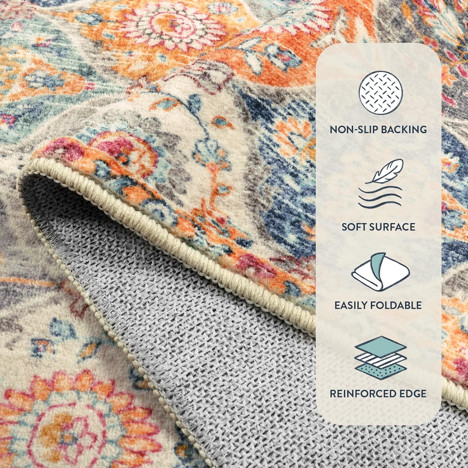 Thumbnail 6 de Lahome Moroccan Trellis Washable Rug (Cream/Multi), 2x3