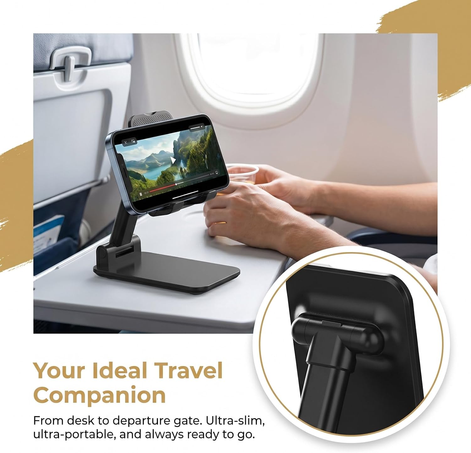 Detalle 2 de OGMAPLE MT-10 Foldable Phone Stand, Adjustable Black Desk Holder