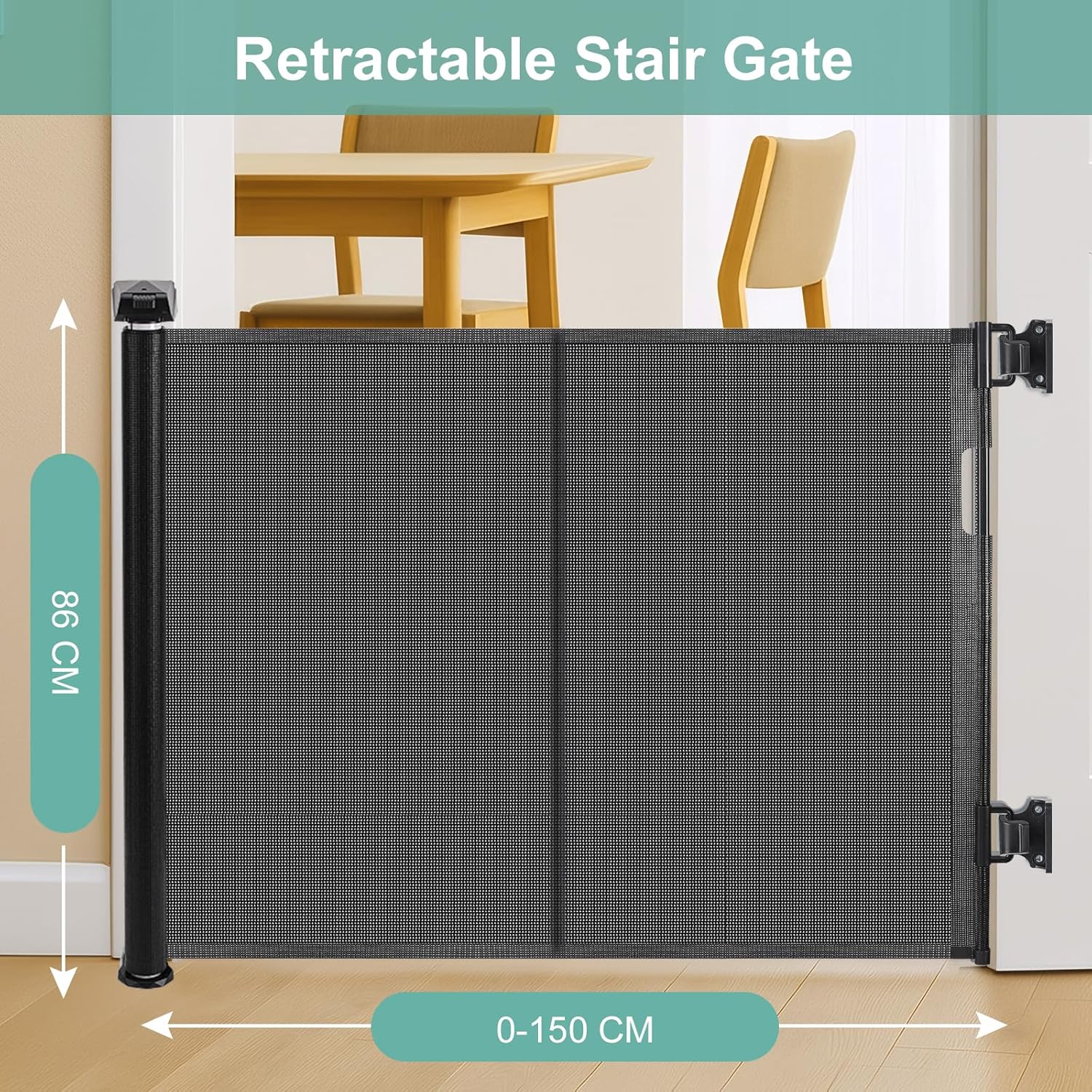Thumbnail 1 de Retractable Stair Gate 150 cm, 86 cm tall 🚪
