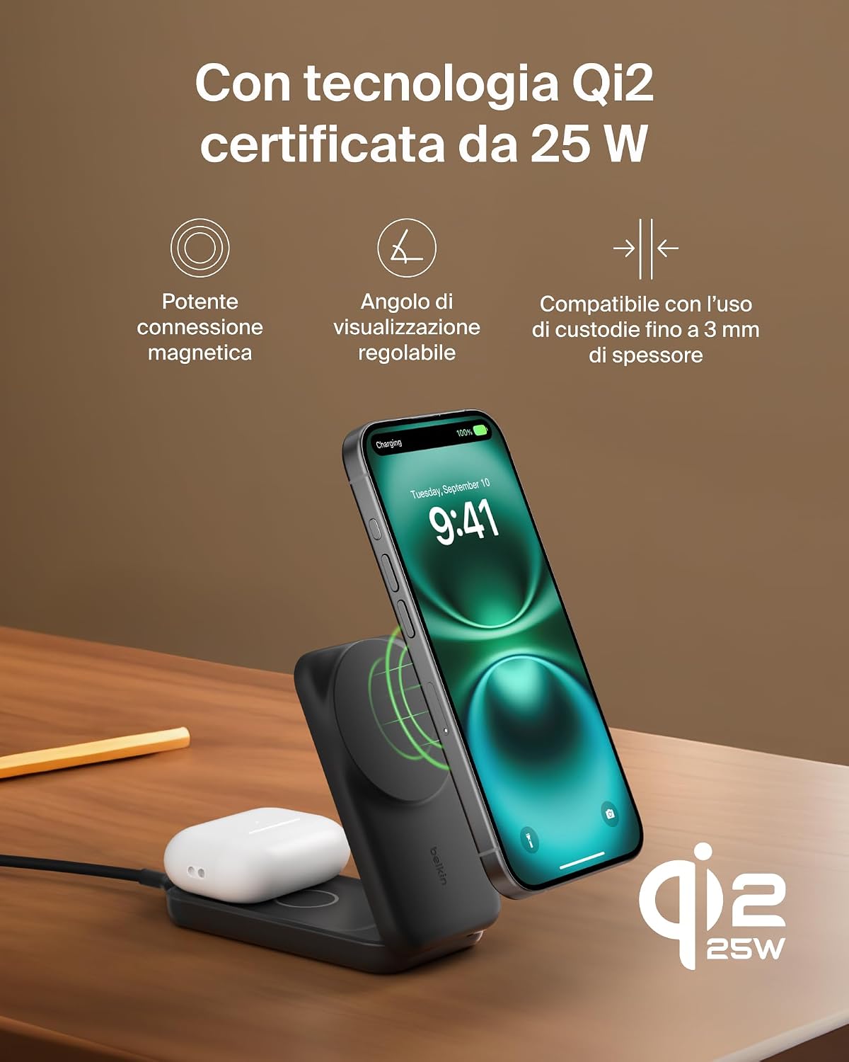 Thumbnail 6 de Belkin UltraCharge Caricatore Qi2 25W 2 in1 per iPhone