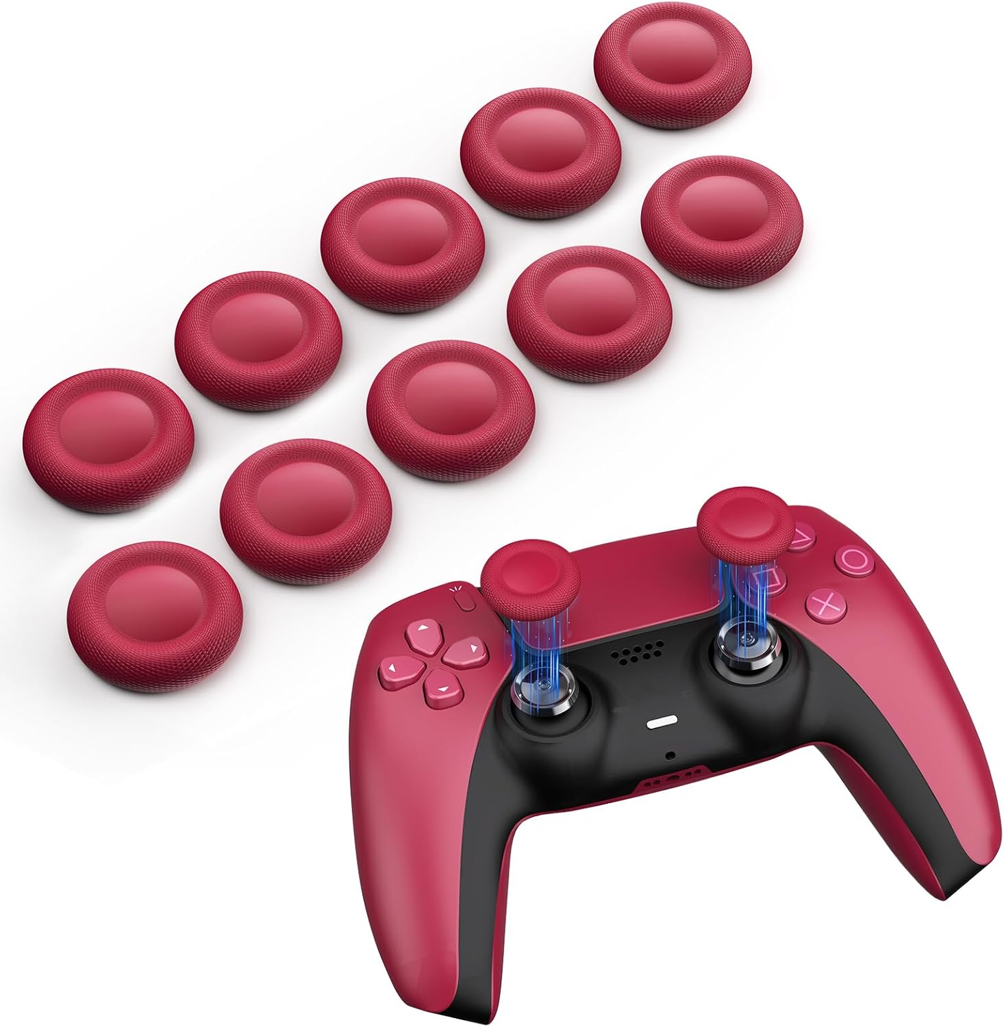 Detalle de NEWDERY Daumengriff-Joystick-Kappen für PS5/PS4-Controller (rutschfest, laserstrukturiert) – 10 Stück, Rosarot