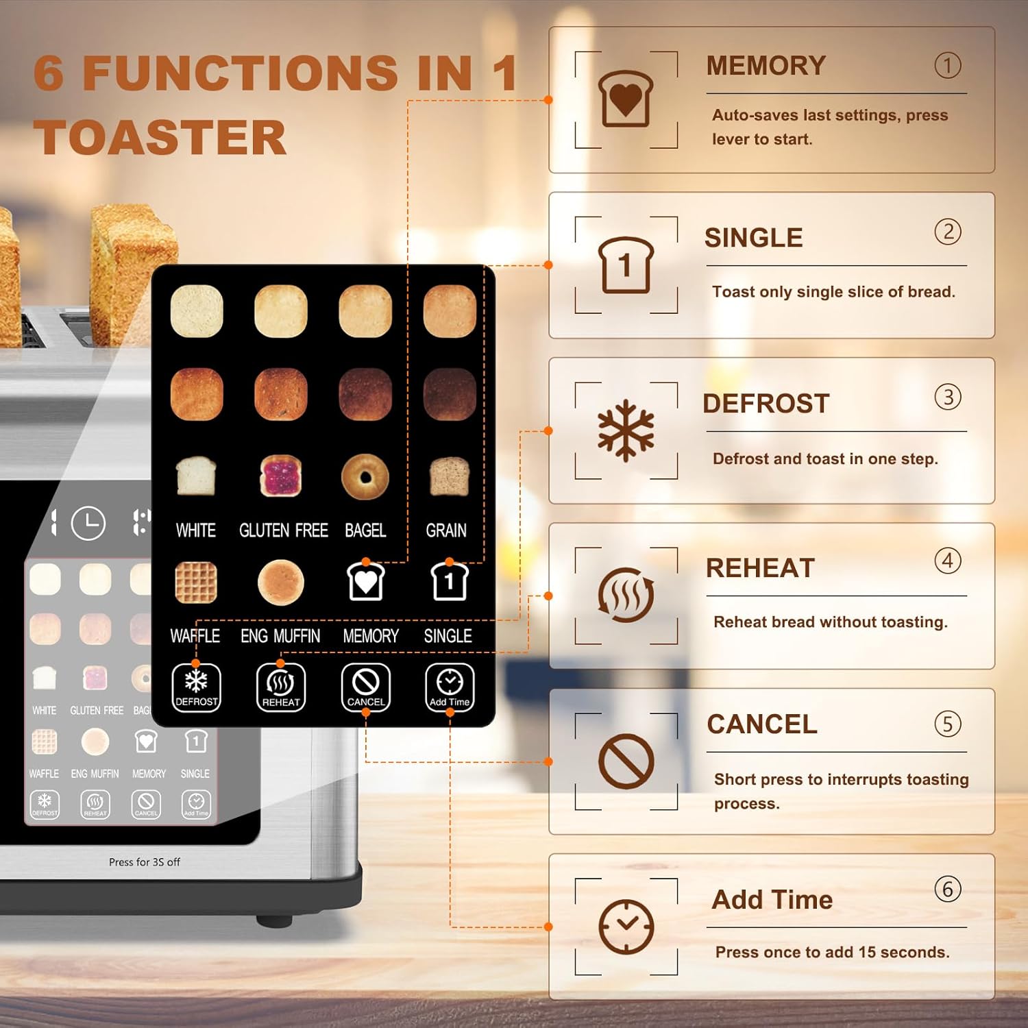 Thumbnail 2 de 4-Slice Touchscreen Toaster 1650W 🍞