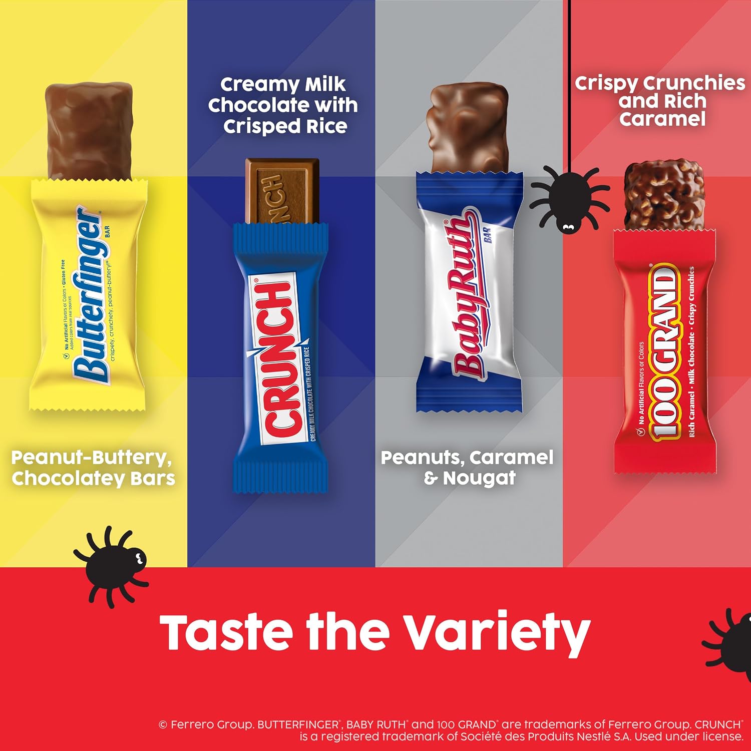 Detalle de Butterfinger, CRUNCH, Baby Ruth and 100 Grand Assorted Halloween Candy, 75 Count