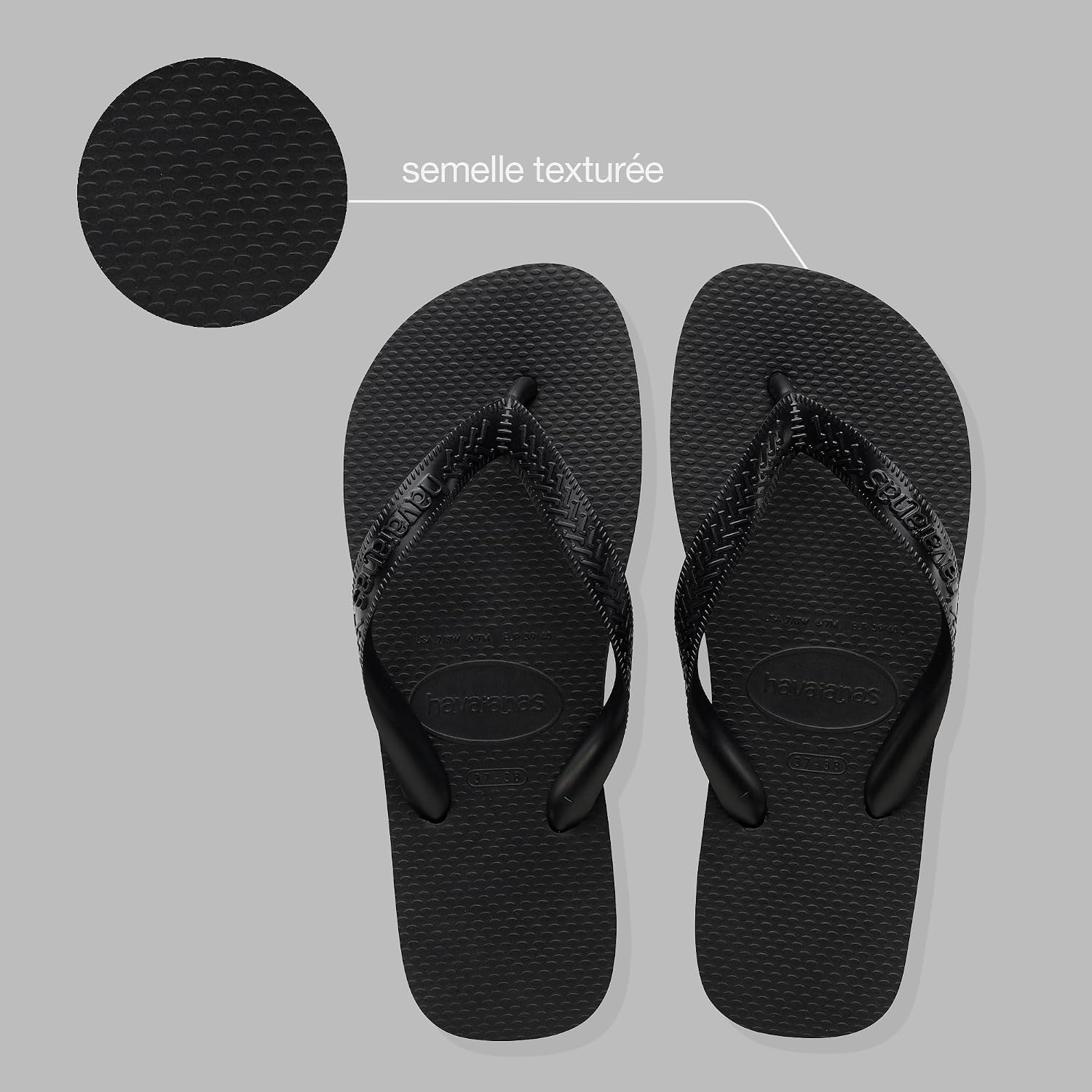 Detalle de Havaianas Mixte Top Tongs : tongs classiques, confort et semelle antidérapante