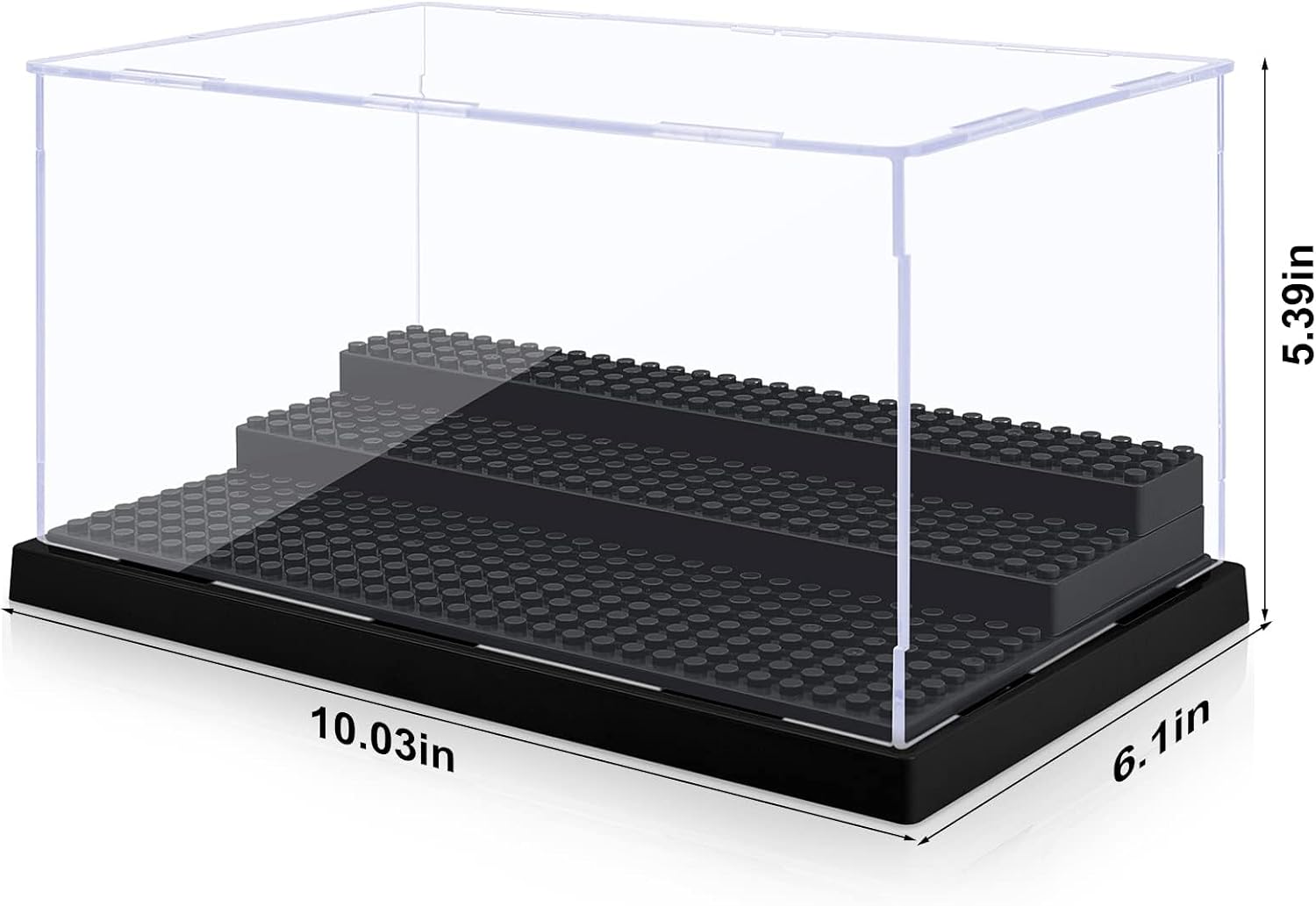 Detalle 2 de Mlikero 2 Pack Minifigure Display Case – Black, Clear Acrylic 3‑Step Storage for Collectibles