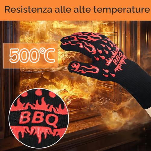 Thumbnail 4 de Guanti da barbecue Keratobleem 2 pezzi, resistenti al calore fino a 800°C, rosso, taglie L–XXL