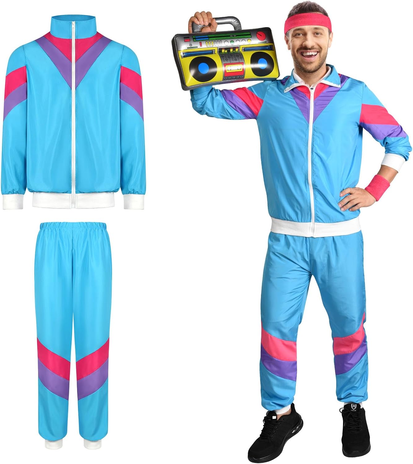 Detalle 2 de Aomig 80s Shell Suit Costume for Adults