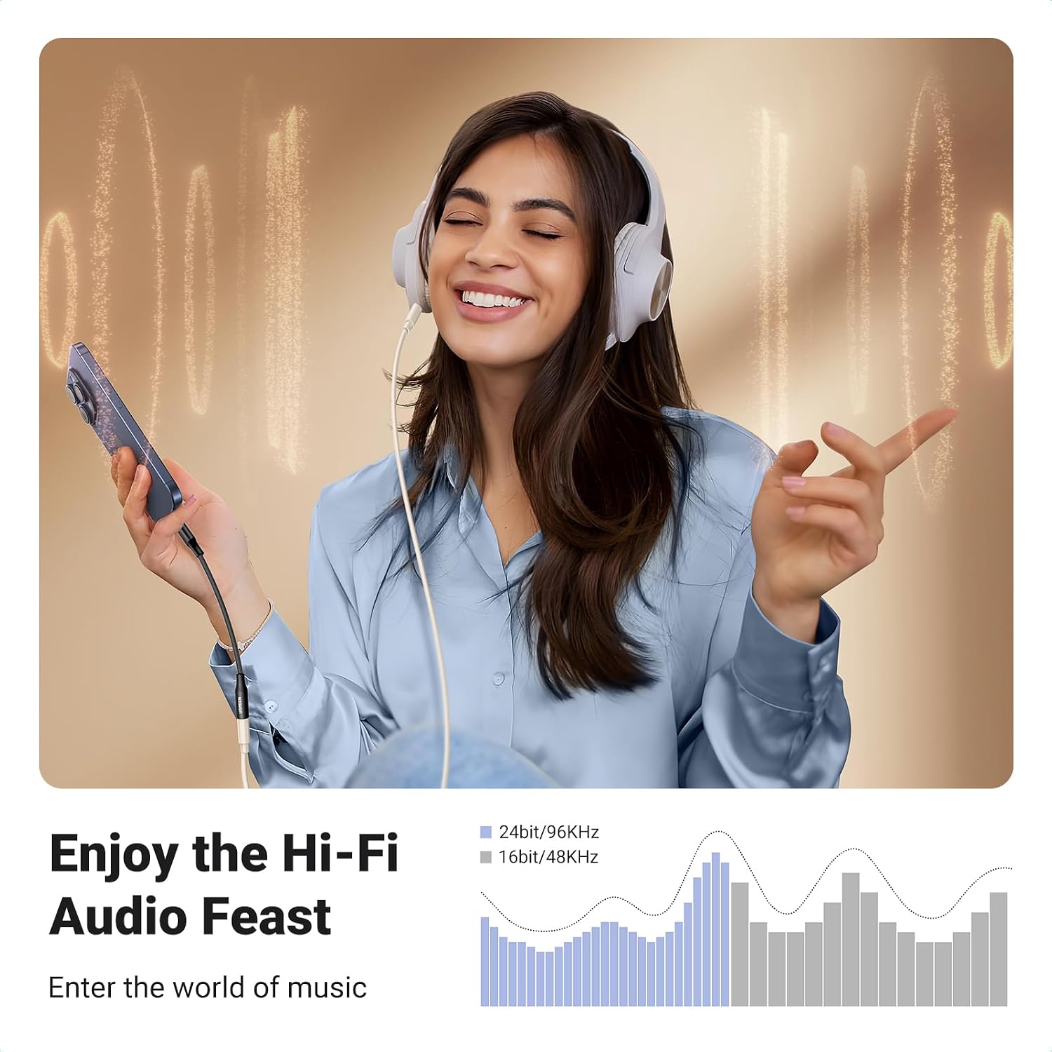 Thumbnail 3 de UGREEN USB‑C to 3.5mm DAC Hi‑Fi Adapter for iPhone / Galaxy