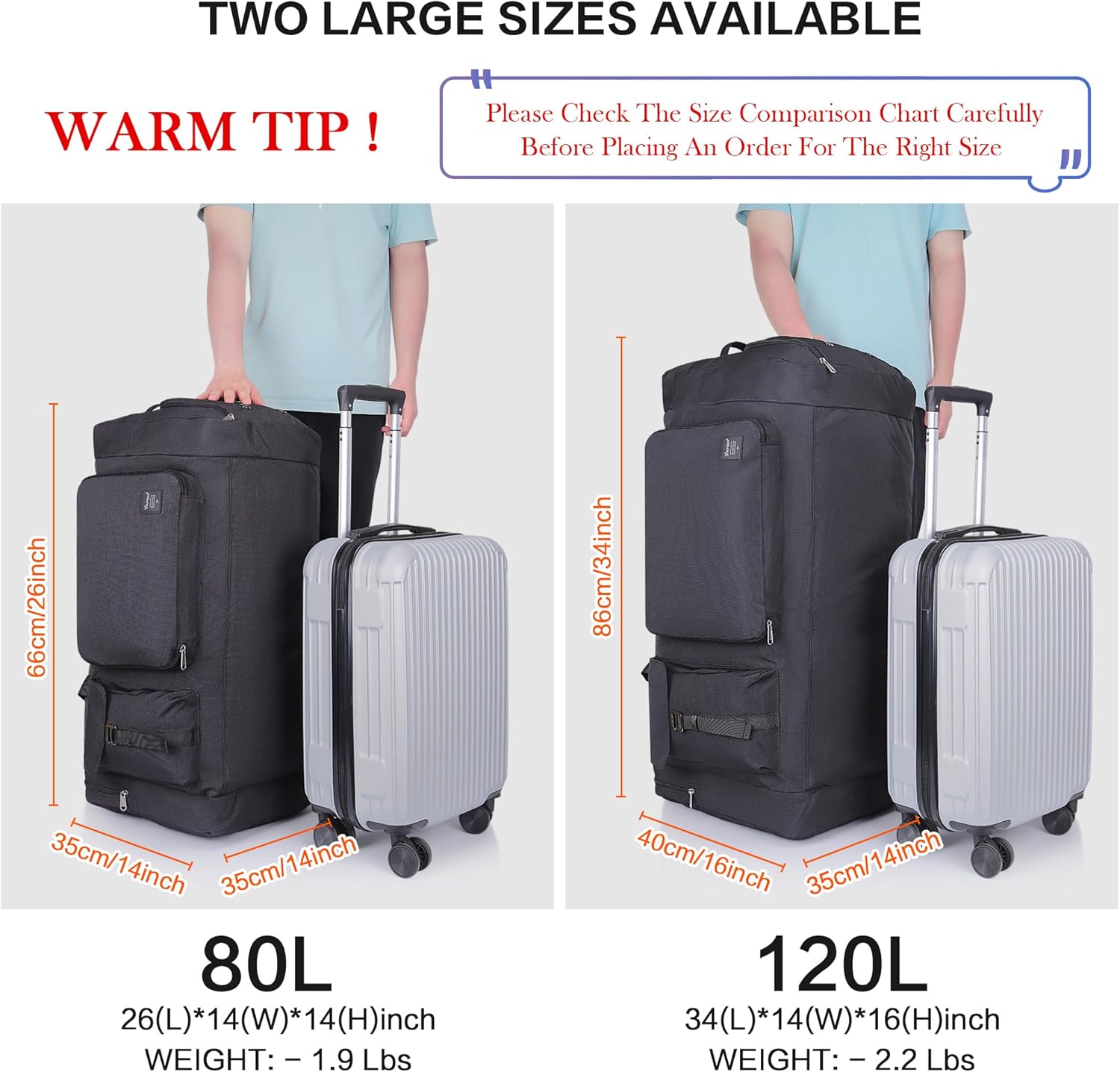 Detalle 2 de YOUNGOA 120L foldable travel duffel bag