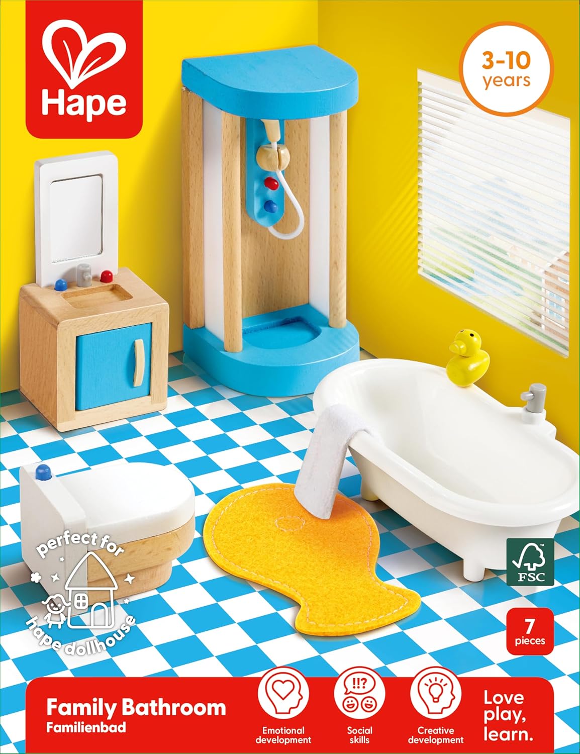 Detalle 2 de Hape Puppenhaus-Familienbad 7 Teile