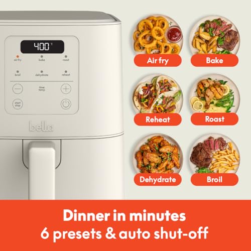 Detalle de bella Fits-anywhere Slim Air Fryer, 4qt Ceramic (Oatmilk) by BELLA