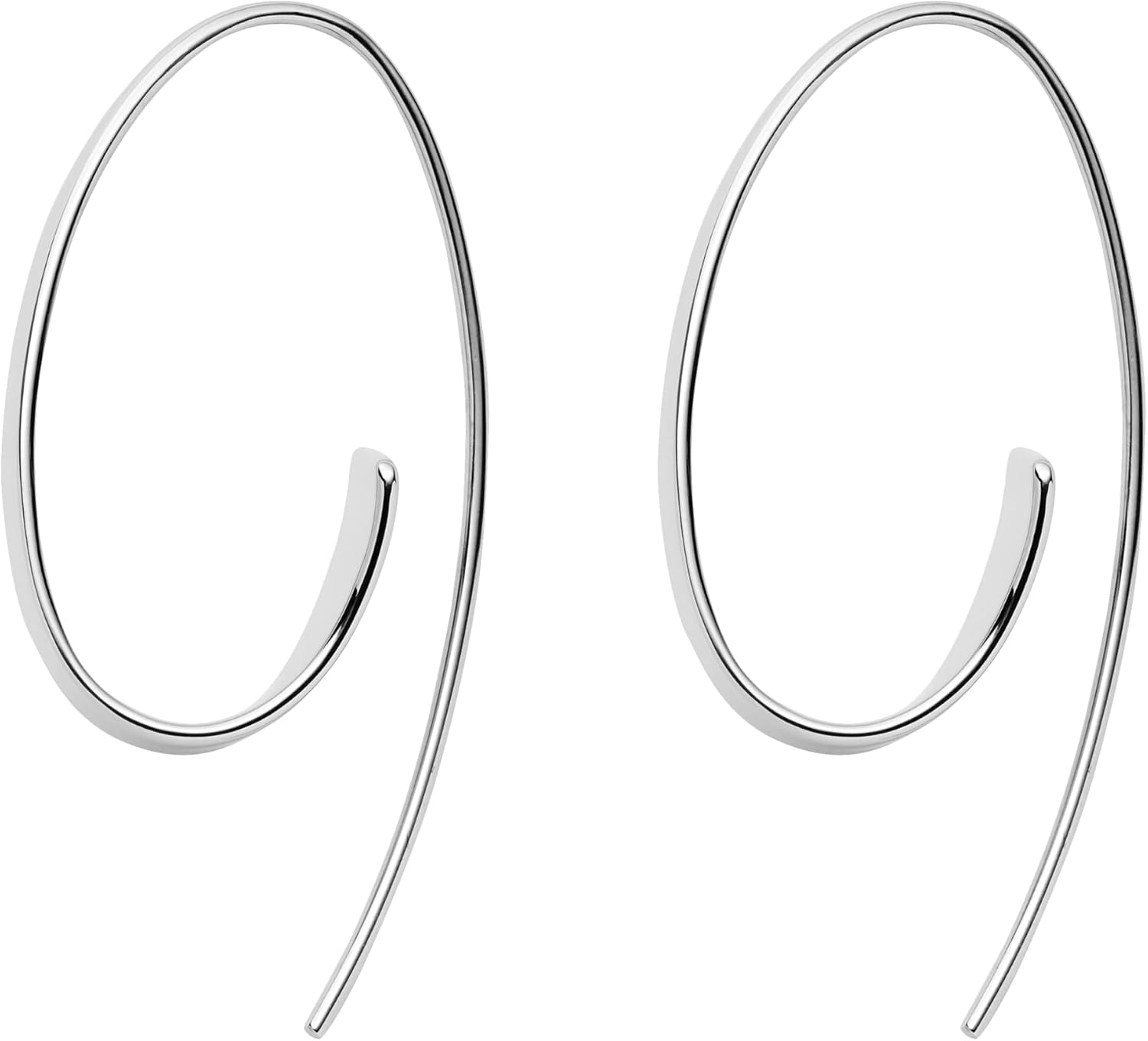 Detalle de Skagen Damen Ohrringe Silberfarbener Edelstahl mit Hakenverschluss – 39 mm Tragelänge