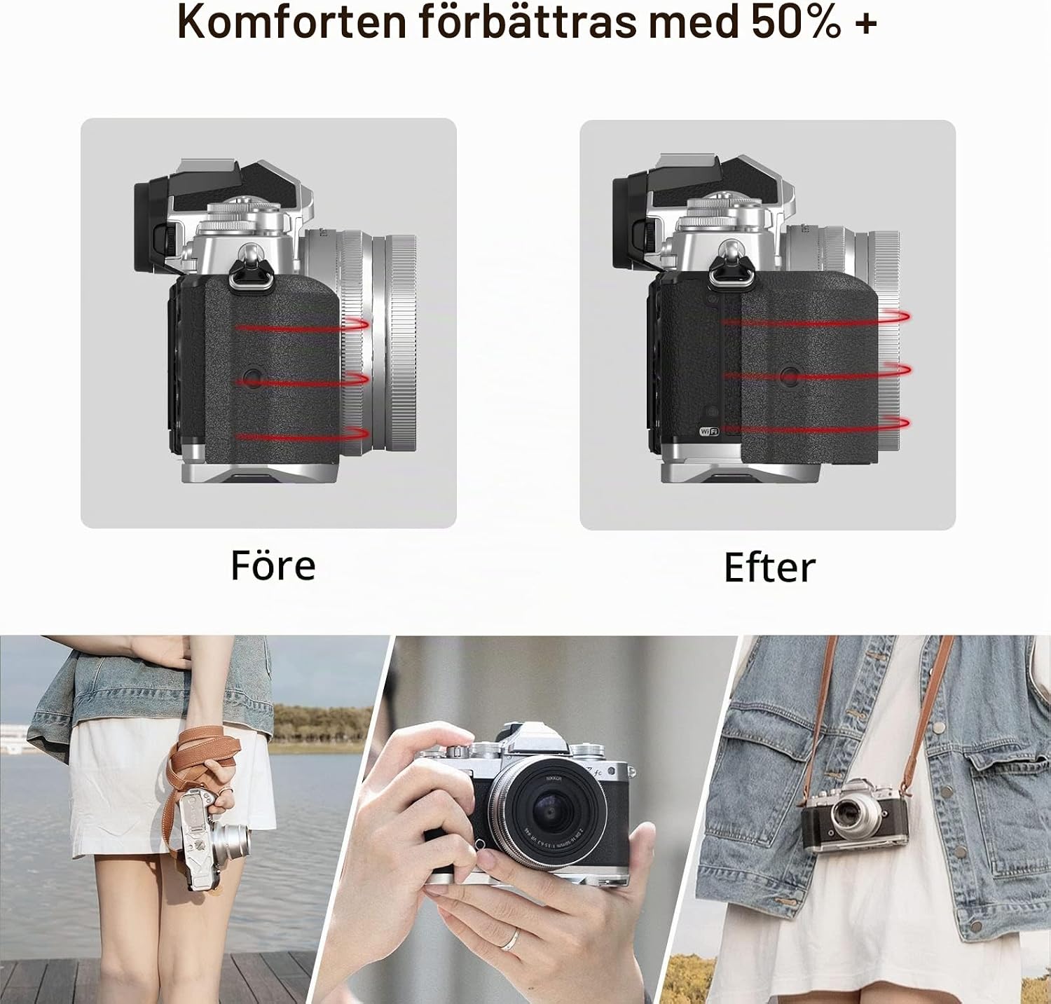 Thumbnail 1 de SMALLRIG 3480 L-format grepp för Nikon Z fc med Arca-Swiss-platta