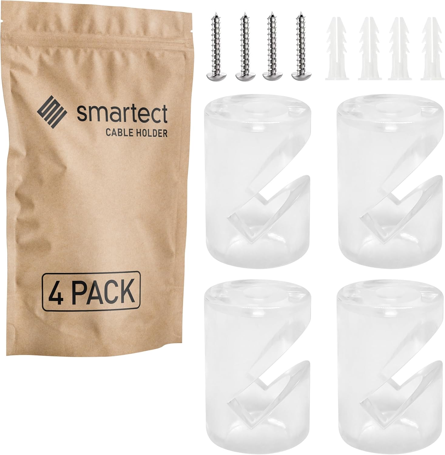 Detalle de smartect Decentratore da parete e soffitto per cavi (4 pezzi, nero) con viti e tasselli
