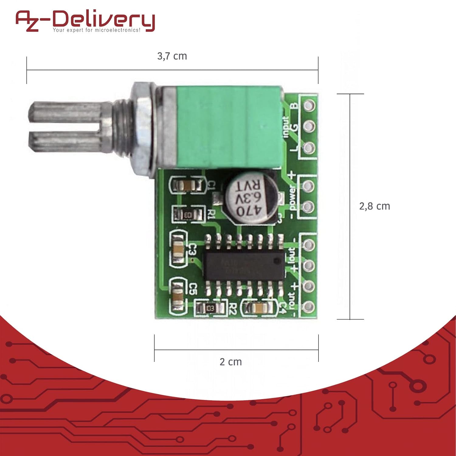 Thumbnail 5 de AZDelivery : pack de 5 mini amplificateurs stéréo PAM8403