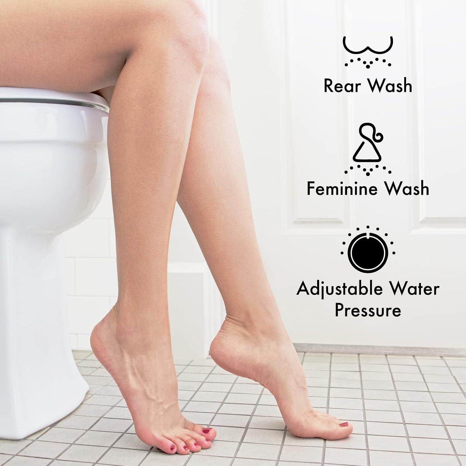 Detalle de SHIKITEK LCKMK-001W-CA Bidet Attachment, Ultra-Slim, Non-Electric, Dual Nozzle