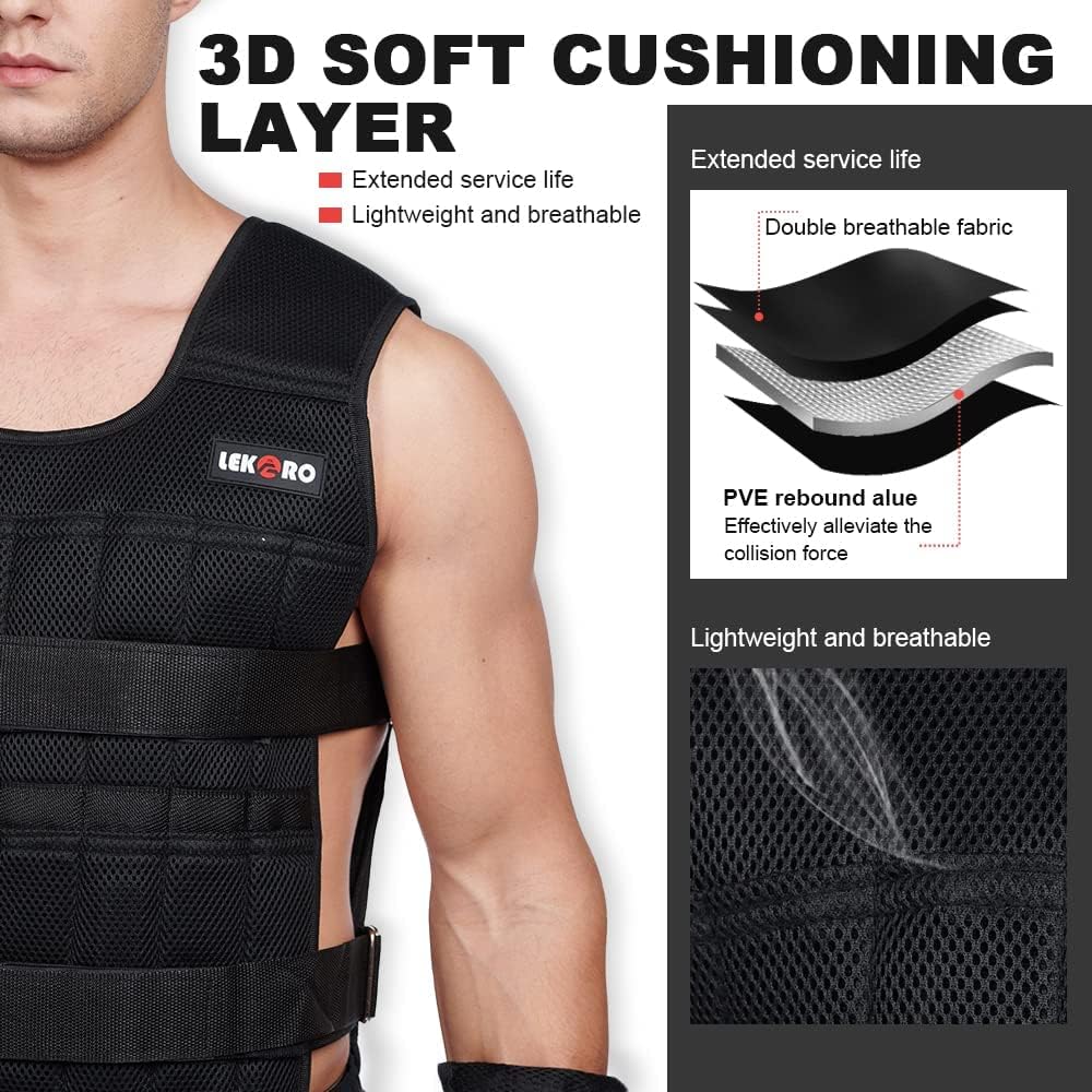 Thumbnail 3 de Adjustable Weighted Vest 44LB with 96 steel plates – weighted workout jacket for men and women