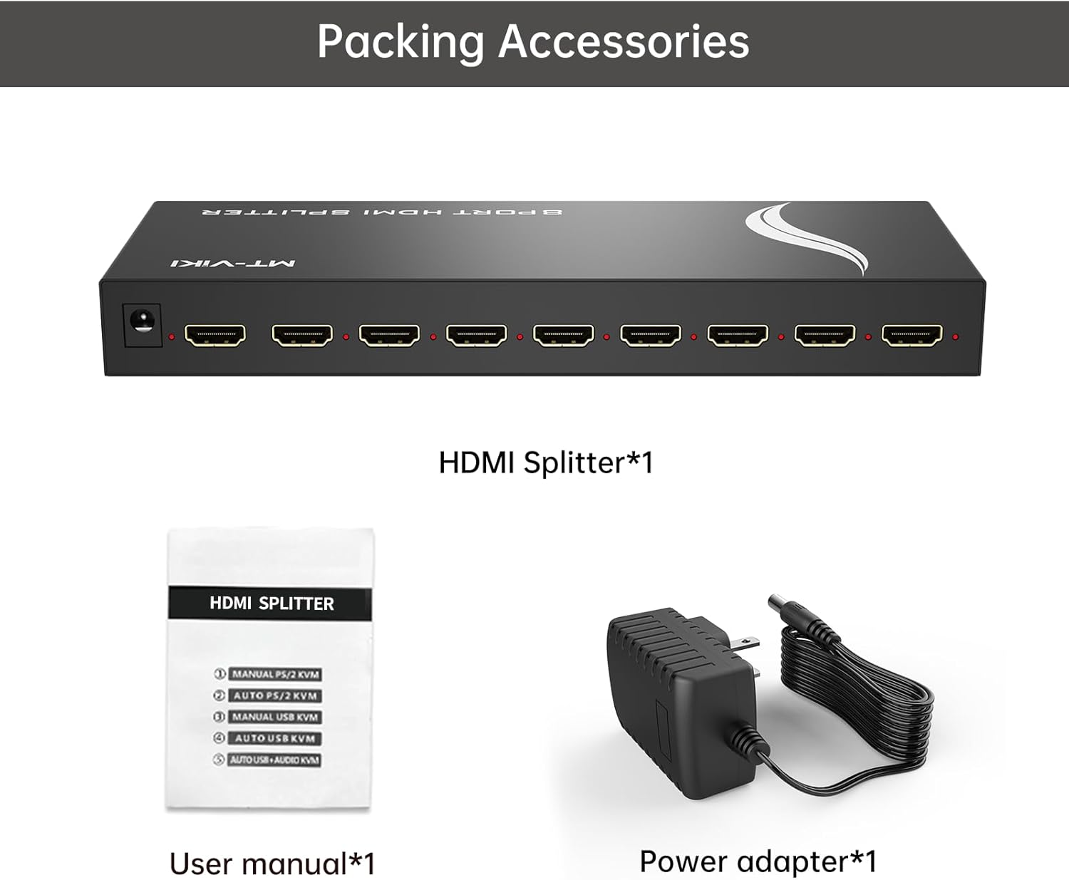 Thumbnail 6 de MT-VIKI HDMI Splitter 1 in 8 Out (Powered) — 8-Port HDMI Signal Duplicator for 4K@30Hz Displays