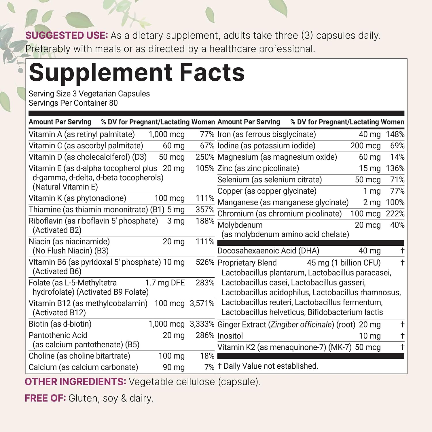 Detalle de Micro Ingredients Prenatal Vitamins 240 Capsules