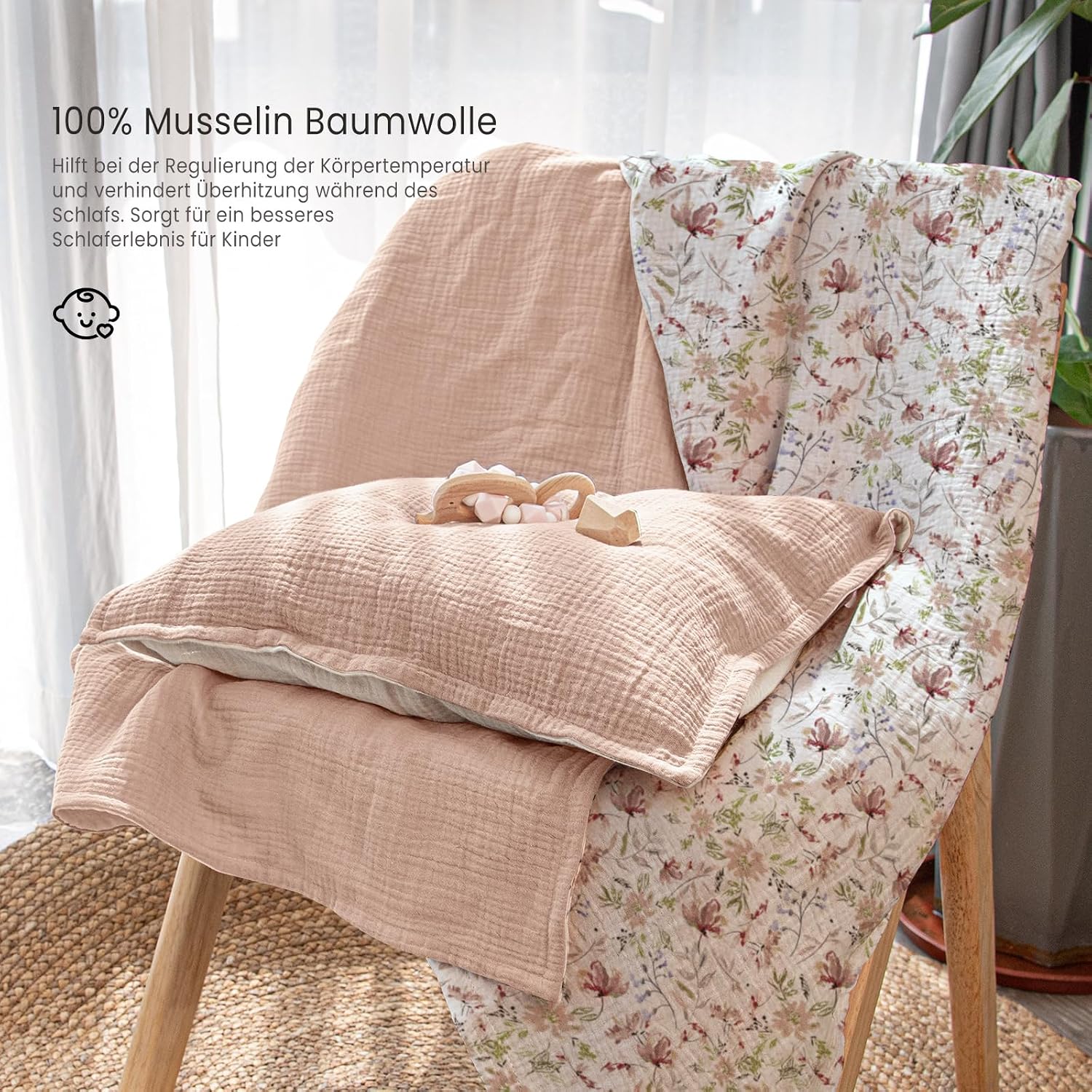 Detalle 2 de lulumoon Kinderbettwäsche 100x135 mit Kissenbezug 40x60 – Jersey, Oeko-Tex Baumwolle für Kleinkinder