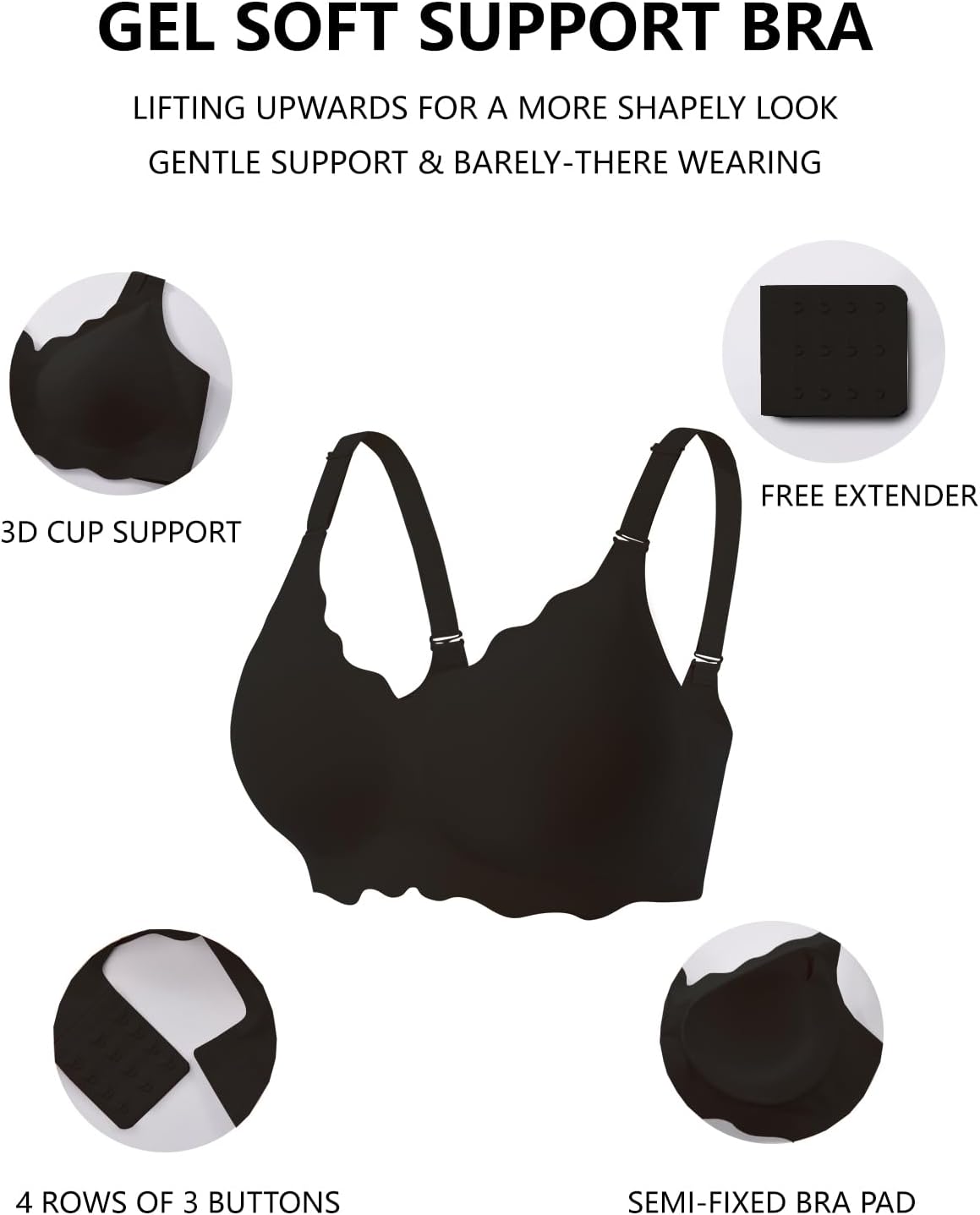 Thumbnail 3 de COCOMARTS Gel Wireless Push-Up Bralette for Everyday Comfort