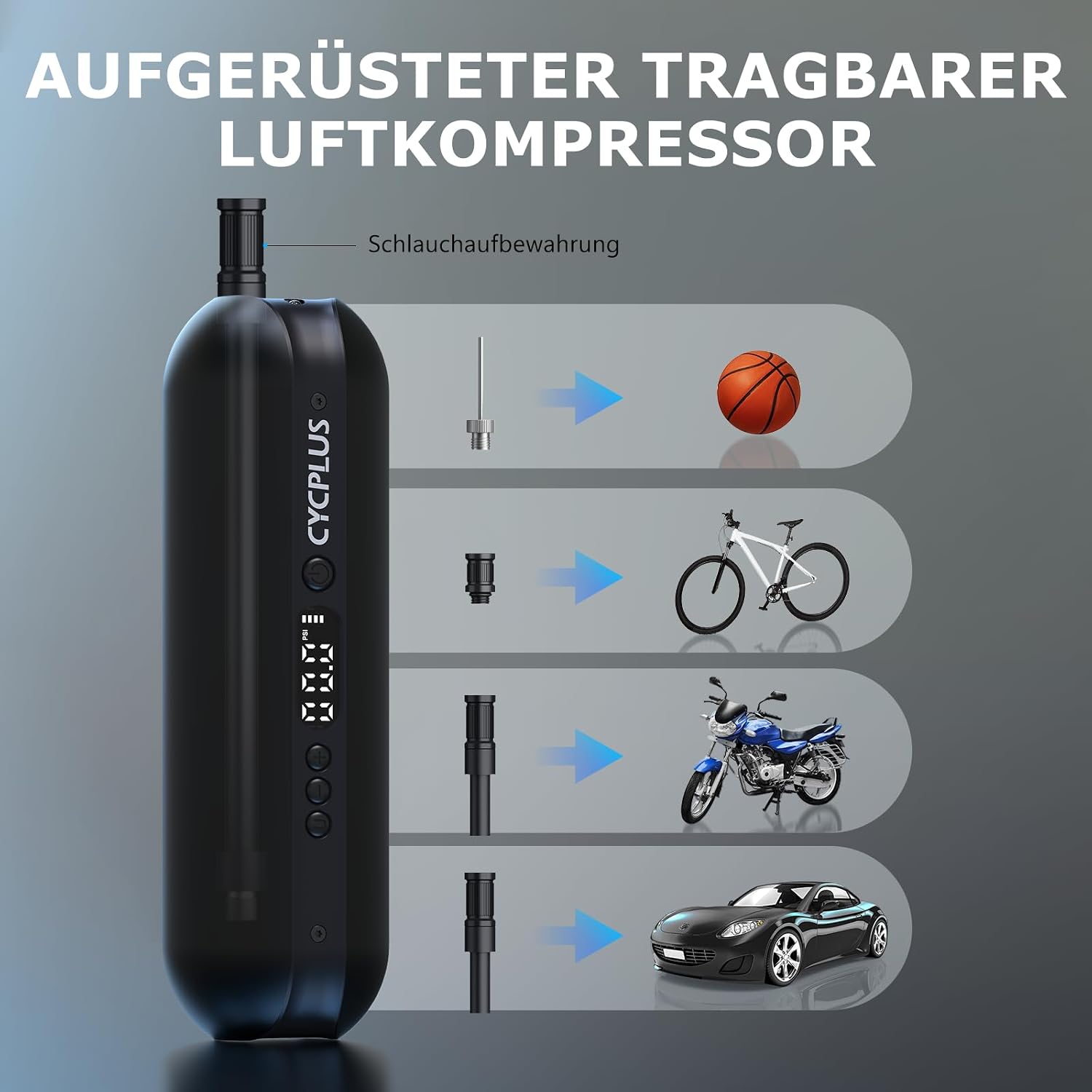 Detalle de CYCPLUS Luftpumpe 150 PSI elektronisch