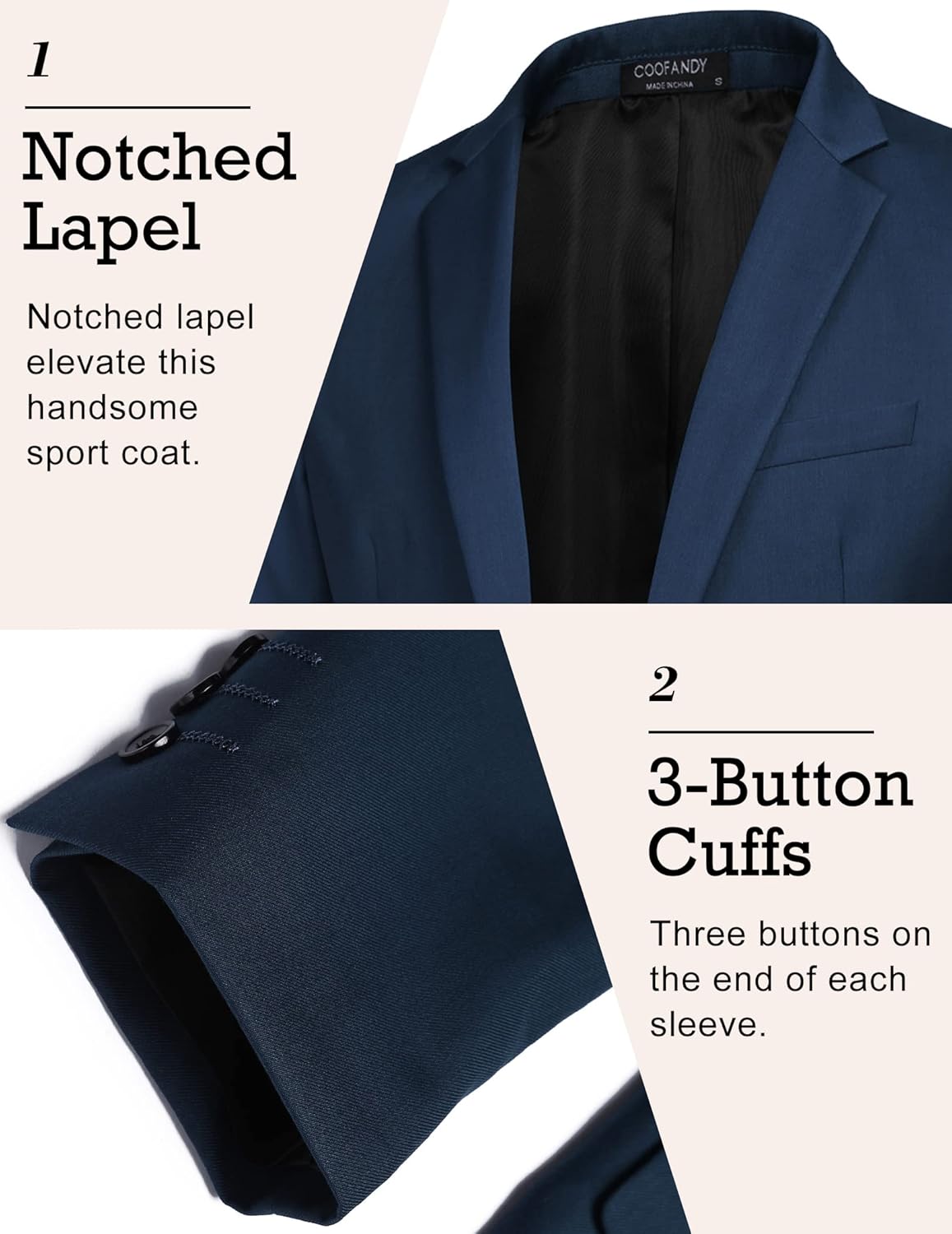 Thumbnail 3 de COOFANDY Mens Sport Coat Casual Blazer One-Button Business Suit Jacket