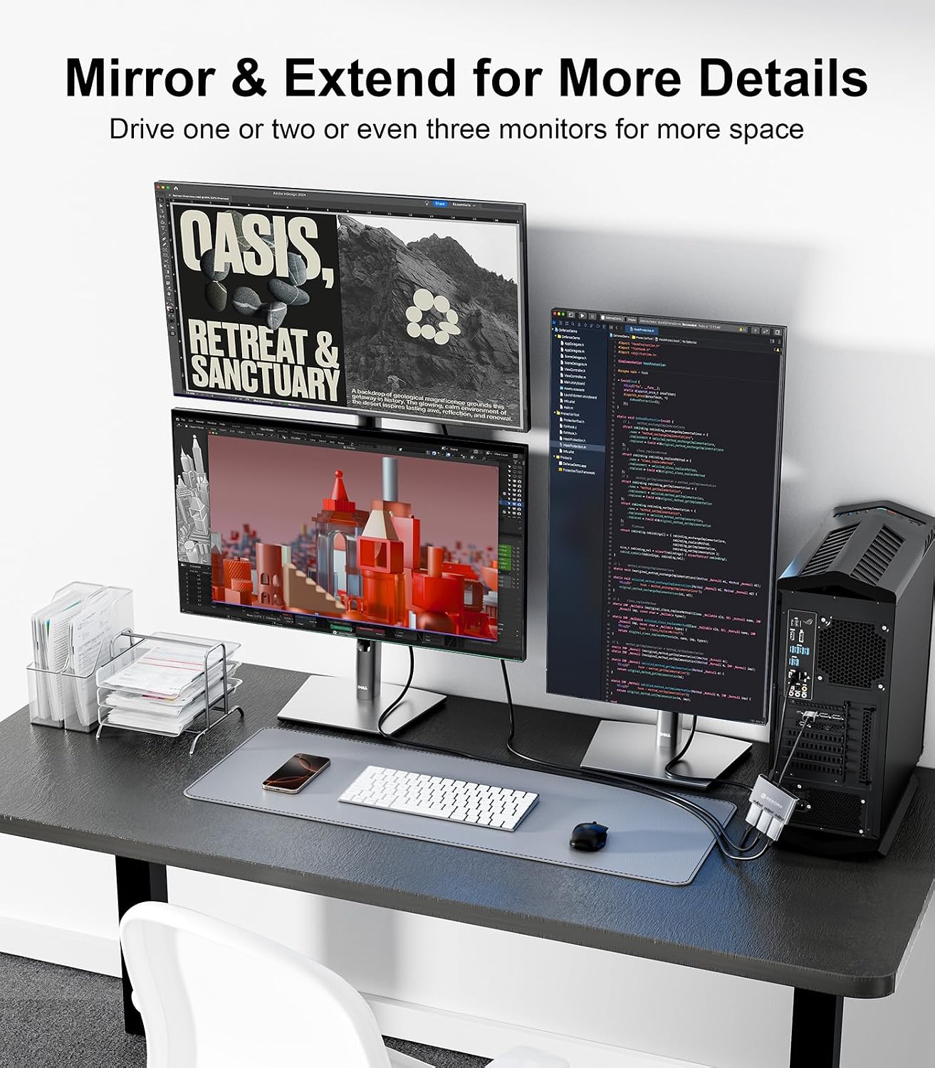 Detalle 2 de Reborn DisplayPort to Dual HDMI Splitter 4K@60Hz