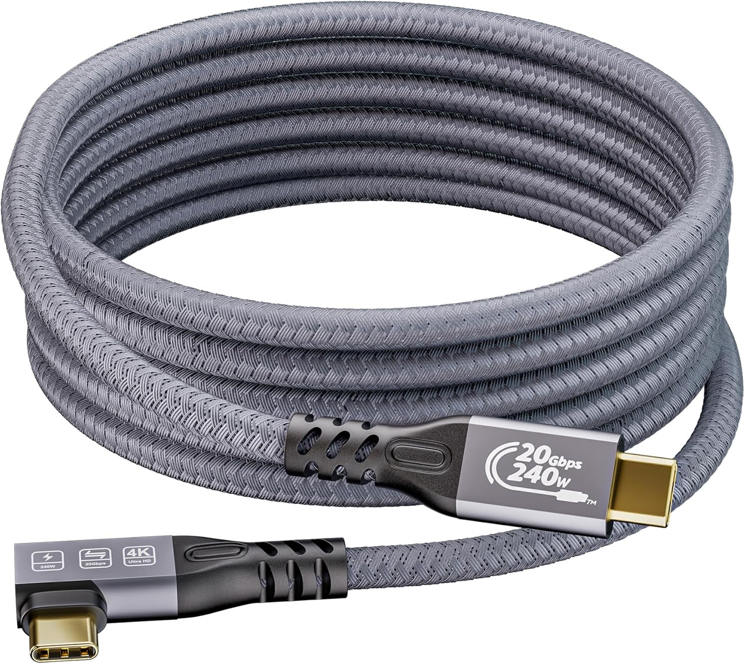 Detalle de MOPOCHG 240W USB‑C‑Kabel 3 m 90° für Laptops
