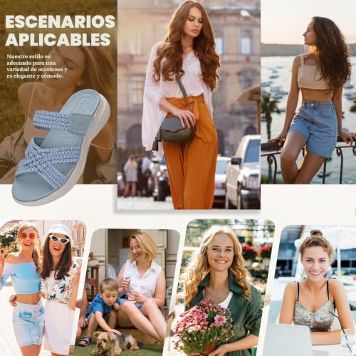 Detalle 2 de ZDQ Sandalias Mujer Verano Ortopedicas Sandalias con Punta Abierta Azul 42
