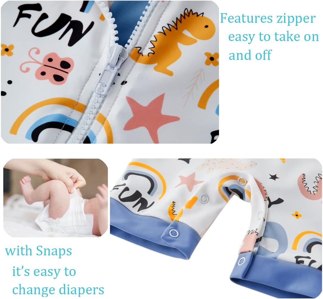 Detalle de UMELOK Baby Boys Swimwear UPF 50+ All-in-One with Sun Hat