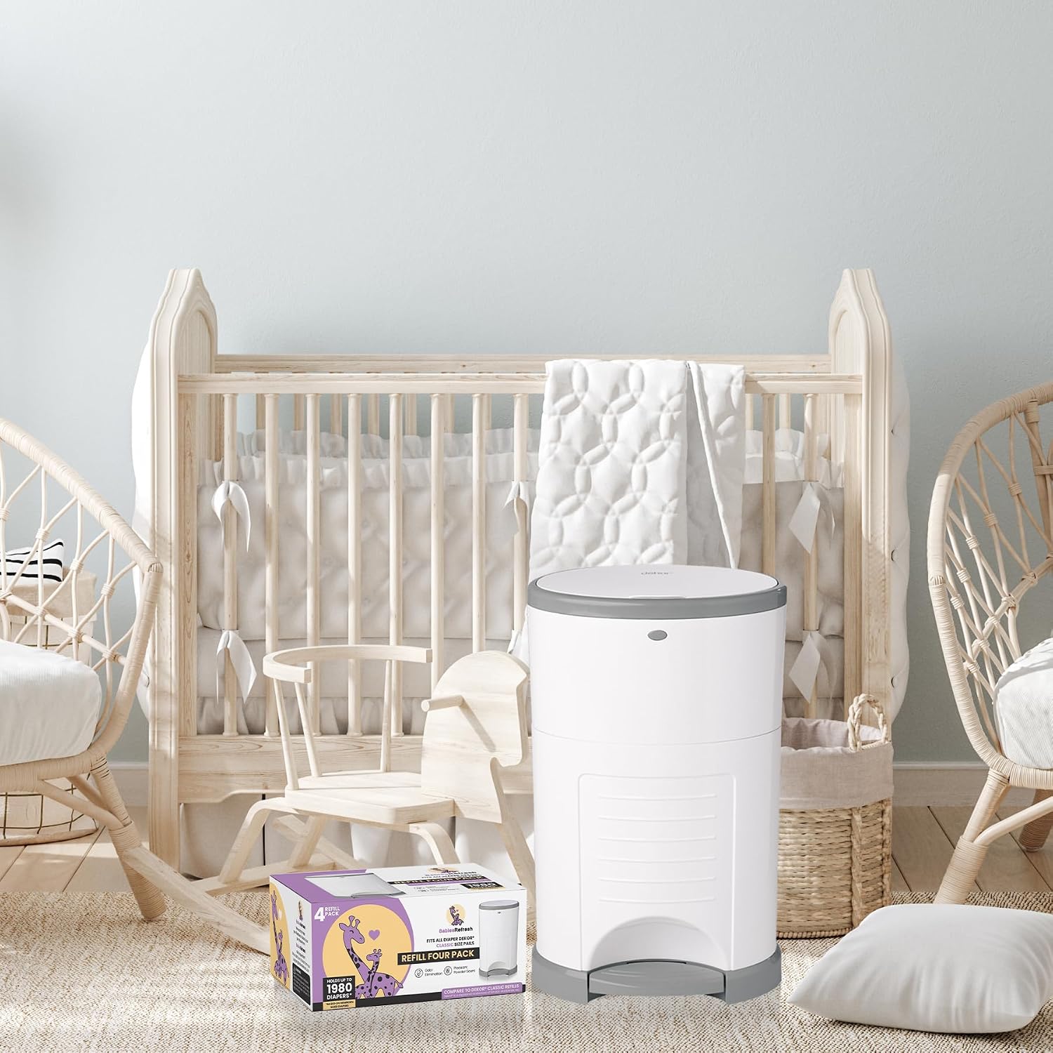 Detalle 1 de BabiesRefresh Diaper Pail Refills, 4-Pack, Fresh Powder, DEKOR CLASSIC Compatible