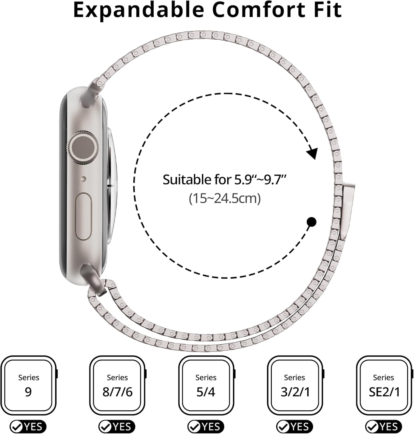 Detalle 2 de LULULOOK Milanese Loop magnetic band for Apple Watch