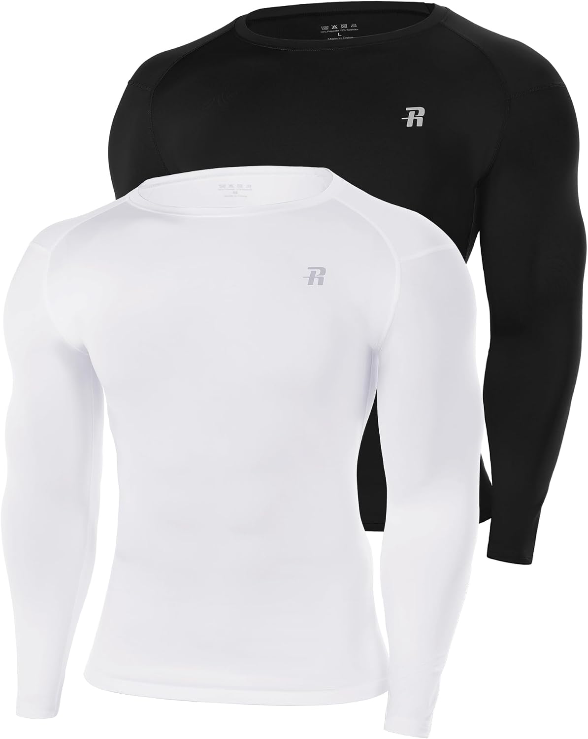 Detalle de Runhit Men's Compression Base Layer Long Sleeve Top with UPF 50+ and Quick Dry Tech