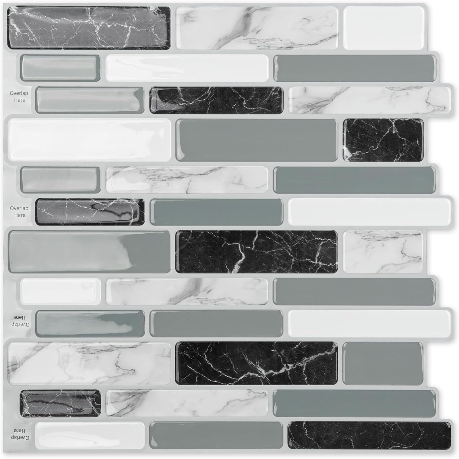Detalle de Art3d A17042 Peel-and-Stick Wall Tiles, Grey Marble Look, 12" x 12