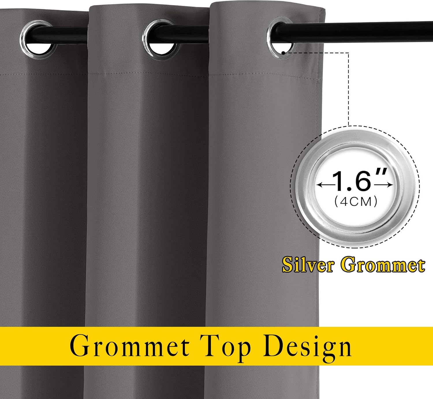 Detalle 2 de NICETOWN Gray Blackout Curtains 84 inches 🪟