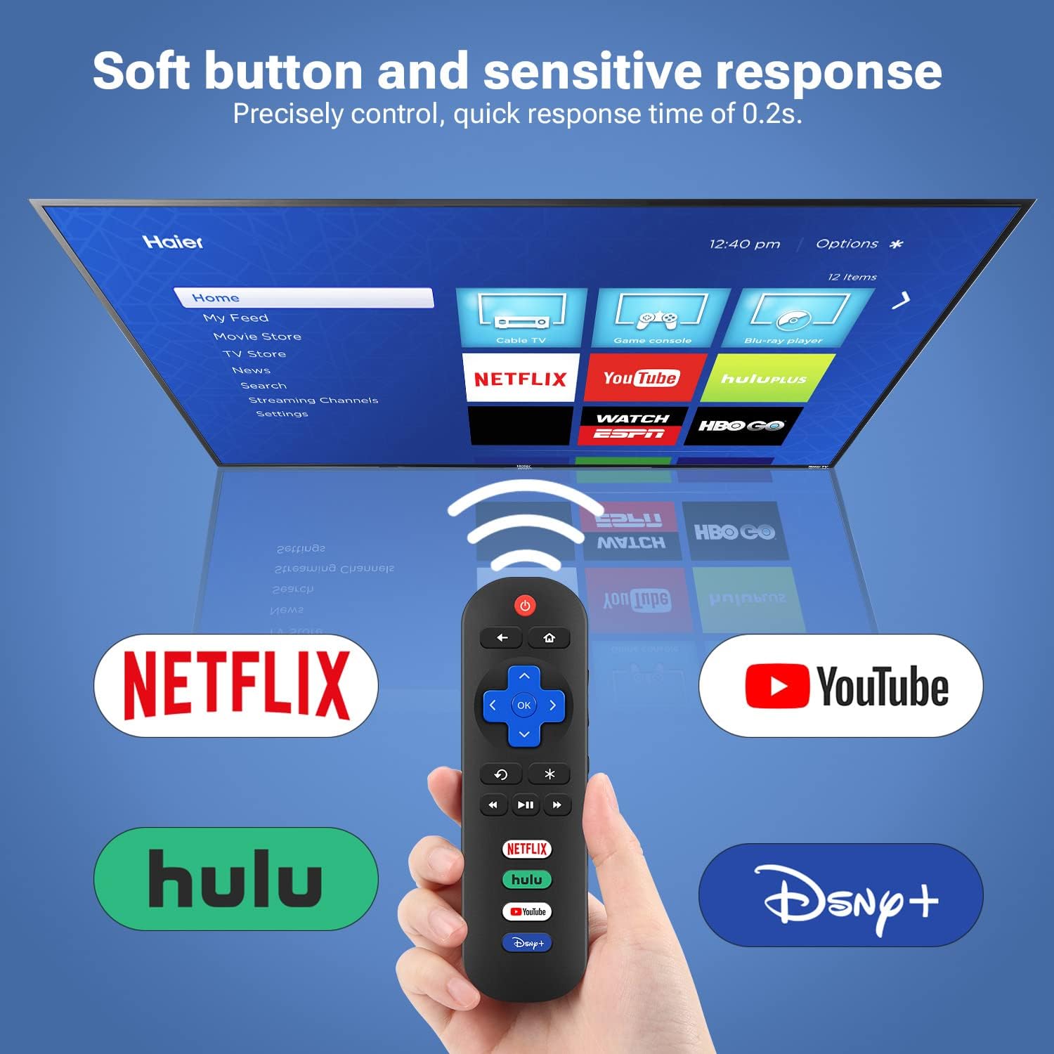 Detalle 2 de Gvirtue RC280 Infrared Remote for Roku TVs with 4 App Shortcut Buttons