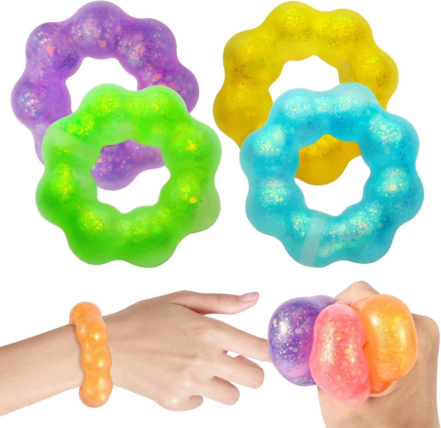 Detalle de Wearable Squishy Stress Toys, 4-Pack