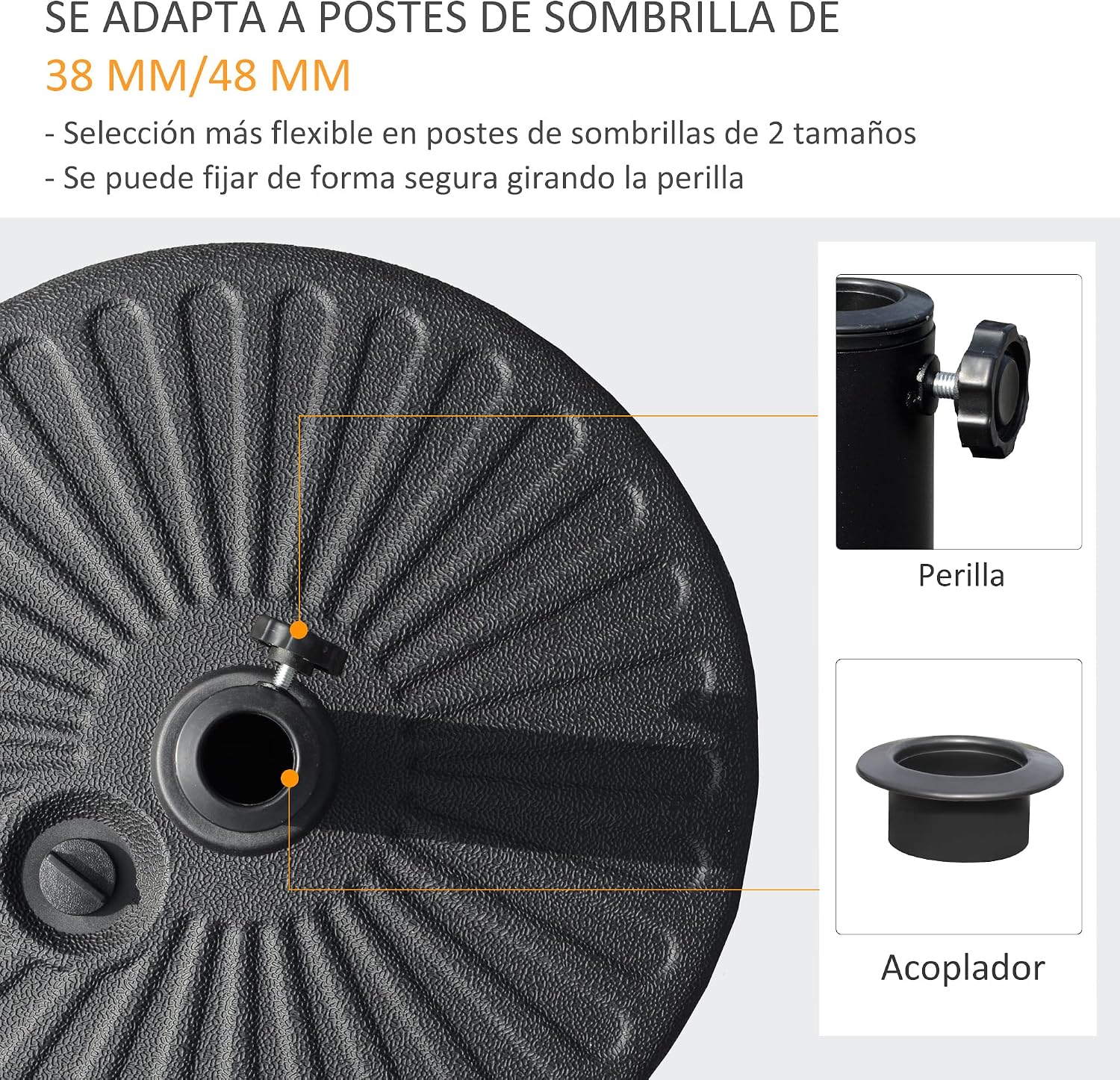 Thumbnail 2 de Outsunny Base de Sombrilla 22 kg para Poste Ø38/48 mm