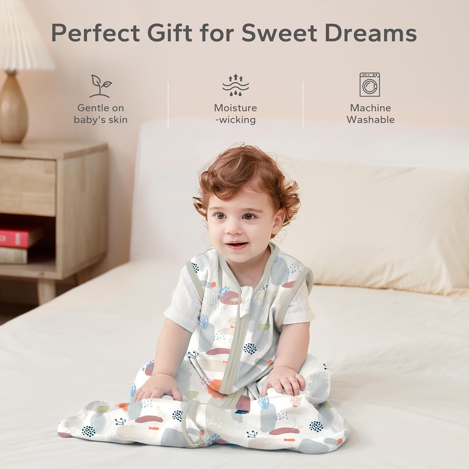 Thumbnail 4 de ZIGJOY Baby Sleeping Bag 0.5 Tog (100% cotton) grey stone sea – newborn to 12–24 months