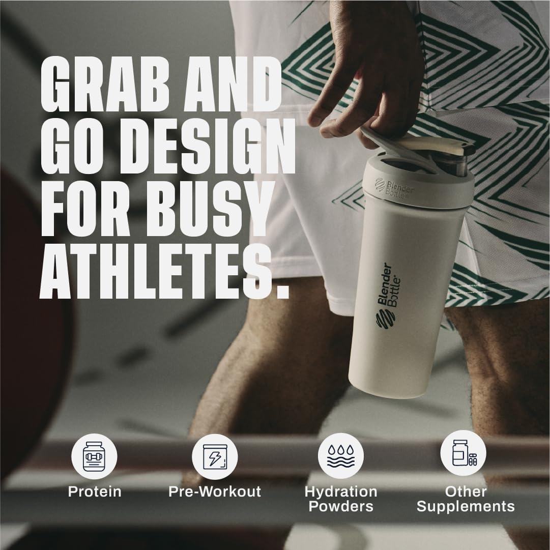 Detalle de BlenderBottle Sport Sleek C08860 ステンレス製シェーカーボトル 25オンス ワイヤー泡立て器付き